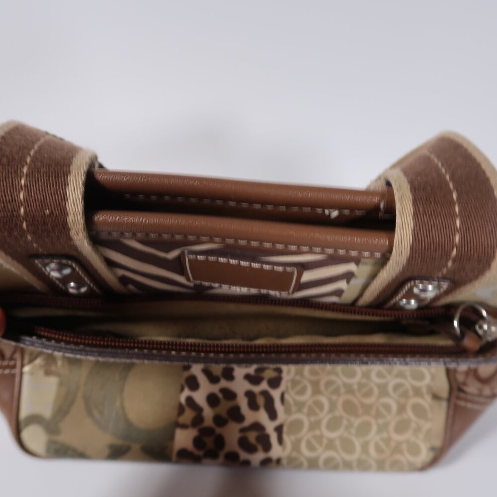 Patchwork Canvas Tote Hand Bag Leopard Print Eart… - image 5